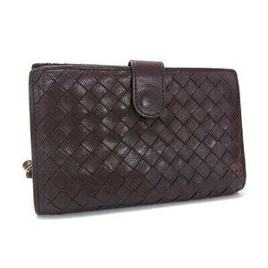 BOTTEGA VENETA Intrecciato Bi fold Wallet Brown Leather